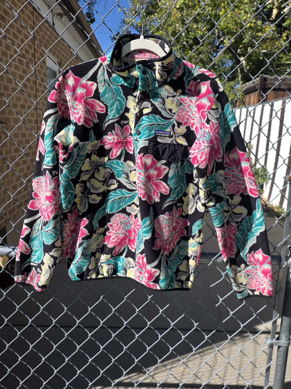 Patagonia Black Floral Synchilla Fleece Women's Medium